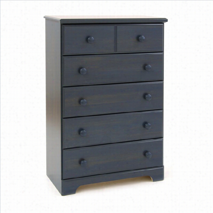 South Shore Summer Breze 5 Drawef Chest In Aantique Blue Finish