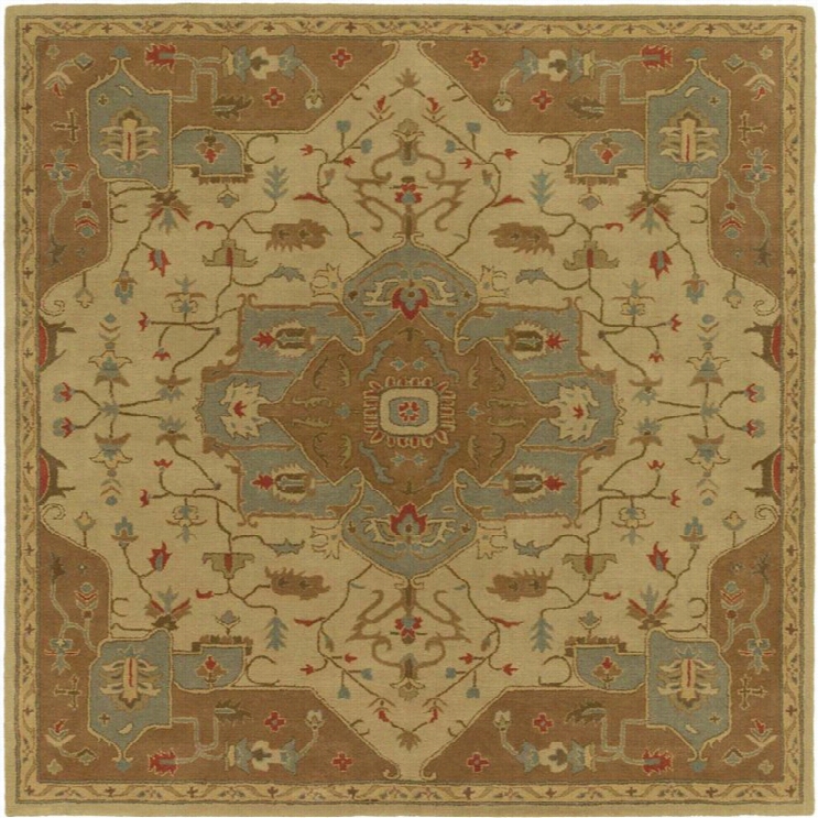 Surya Caesar 8' X 8' Square Hand Tufted Wooo Rug In Yellow