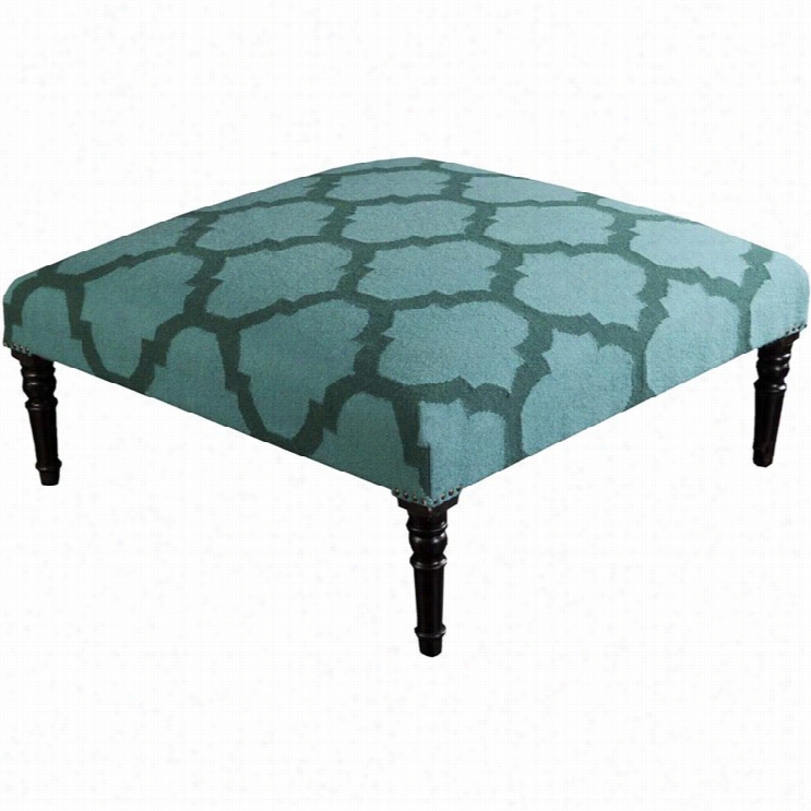 Surya Wool Square Ottoman In Teal