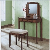 Monarch Solid Top Vanity in Walnut with Beige Chenille Stool Set