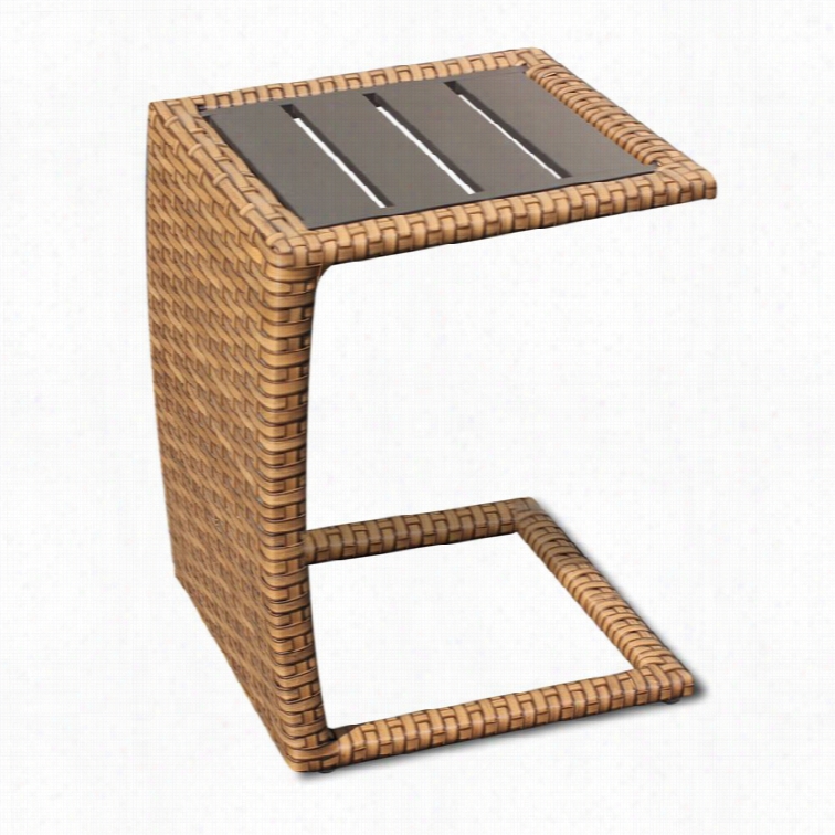 Tkc Lagun Outdoor Wicker Side Table In Carmaell