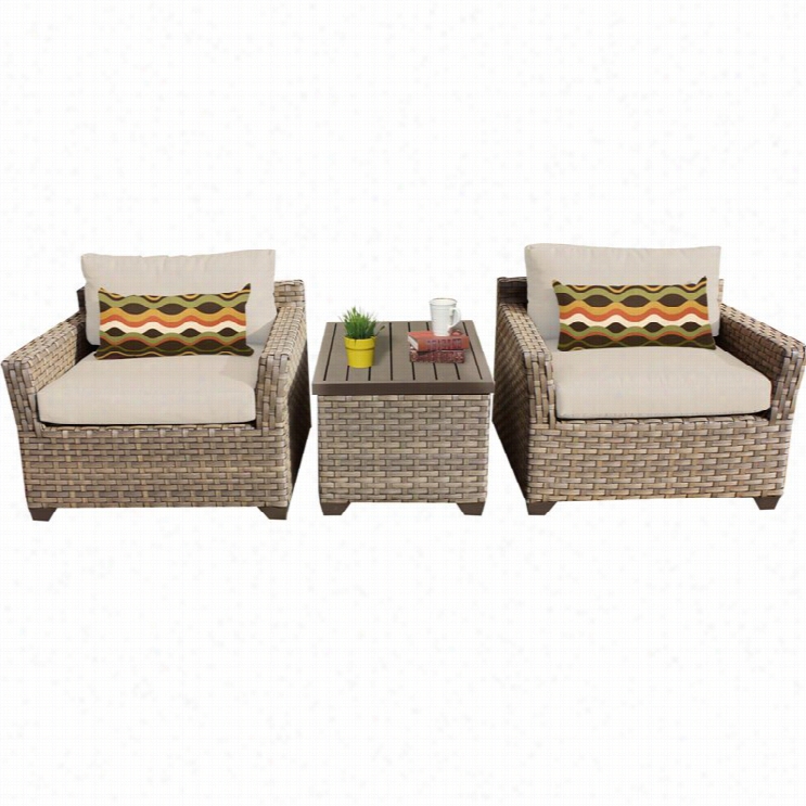Tkc Monterey 3 Piece Outdoor Wicker Sofa Set In Beige