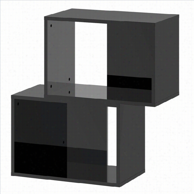 Tvilum Baja Stackable Bookcase In Black High Gloss