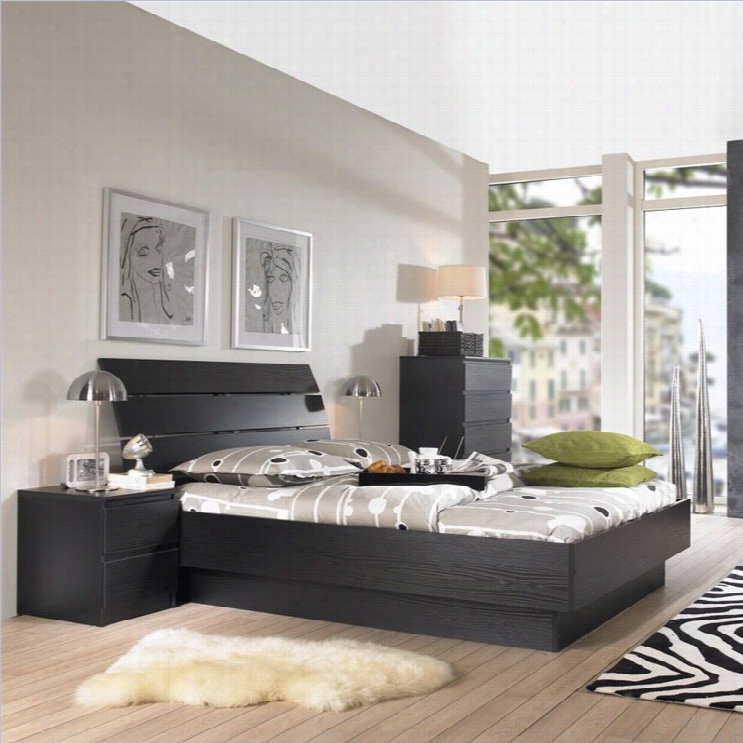 Tvilum Scot Tsdael Platform 3 Piece Bedroom Set In Black Woograin