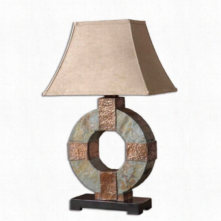 Uttermost Indooe And Outdoor Slate Itable Lamp In Hammeredc Opper