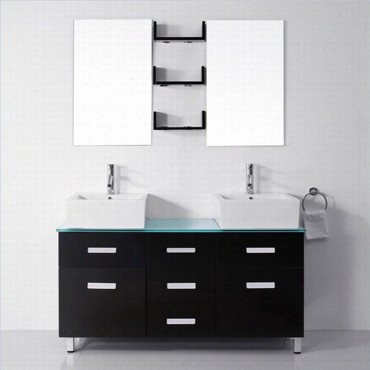 Virtu Usa Maybell 57 Glass Doub Le Bathroom Vanity Cabinet Set In Espresso