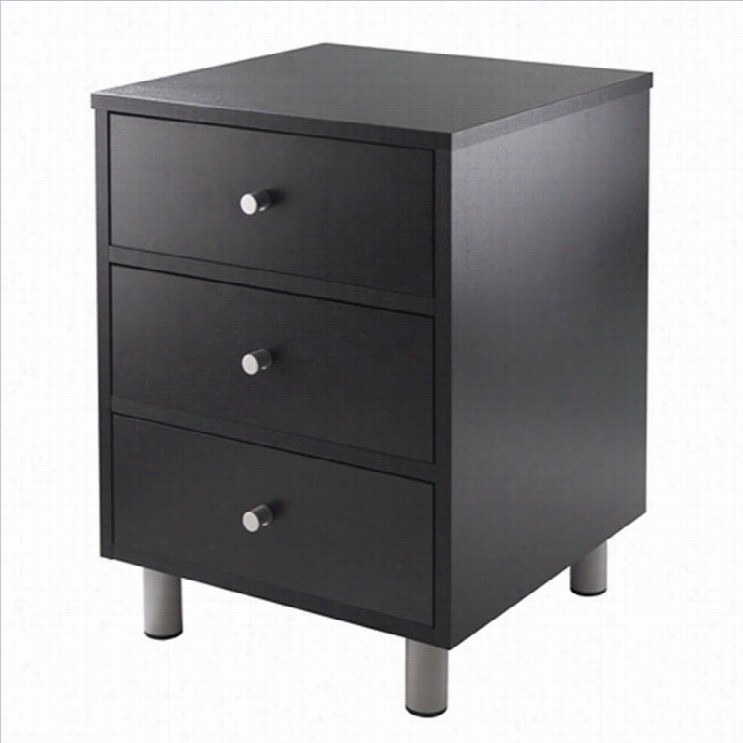 Winsome Daniel Accent Table With Three Drawers In Black