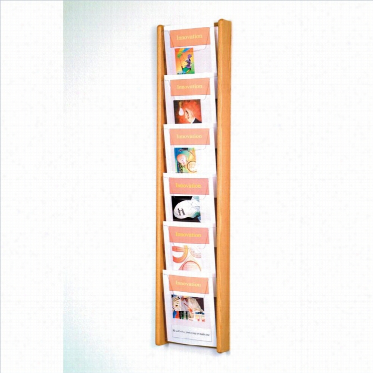 Wooden Mallet 6 Pocket Acrylic And Oak Literature Display In Light Oak