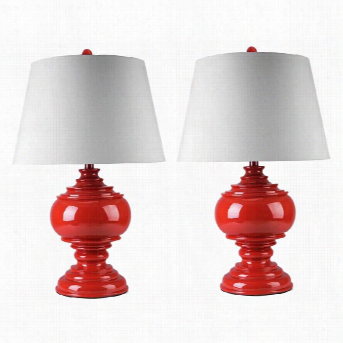 Abb Ysno Livinng Alexi$ Table Lamp In Red (set Of 2)