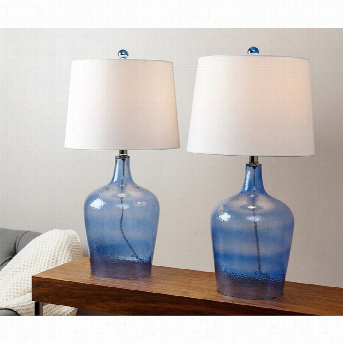 Abbyson Living Delmore Glasstable Lamp In Blue (set Of 2)