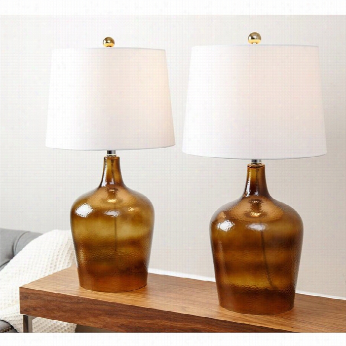 Abbyson Living Delmore Glass Table Lamp In Smoke Brown (set Of  2)