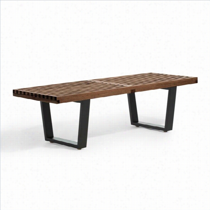 Aeon Furniture Slat Bench In Black Aand Awlnut