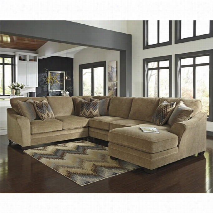 Ashley Lonsdale 4 Piece Rightchaise Loveseat Sectional In Barley