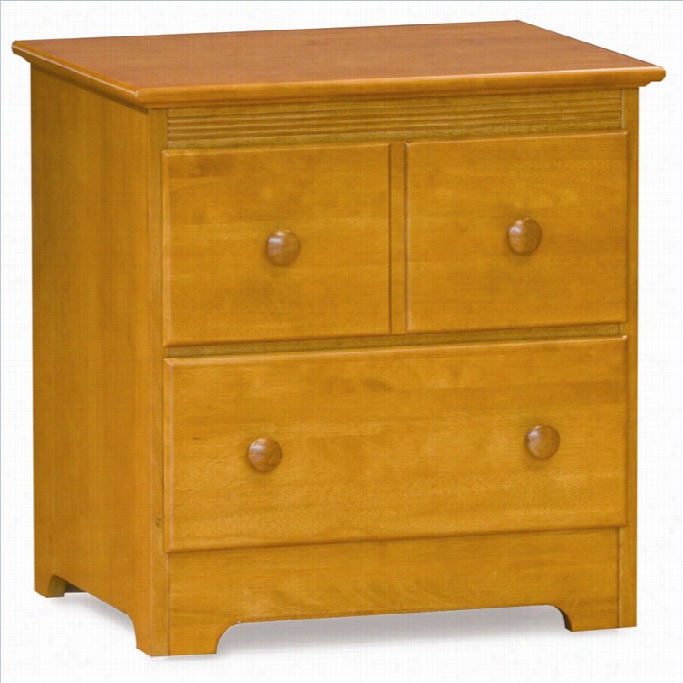 Atlantic Furniture Windsor 2 Drawer Nightstand In Caramel Lattee