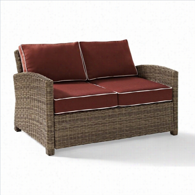 Bradenton Outdoor Wicker Loveseat With Sanggria Cushions