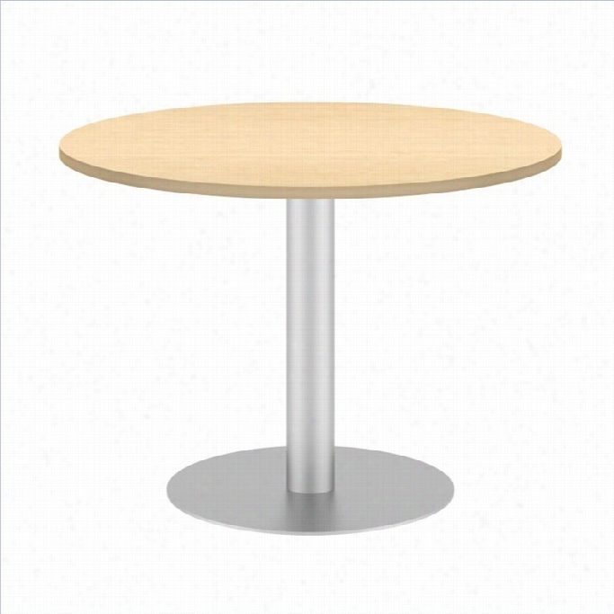 Bush Bbf4 2w Round Conference Tble Kit - Metal Dis Base In Na Tural Maple