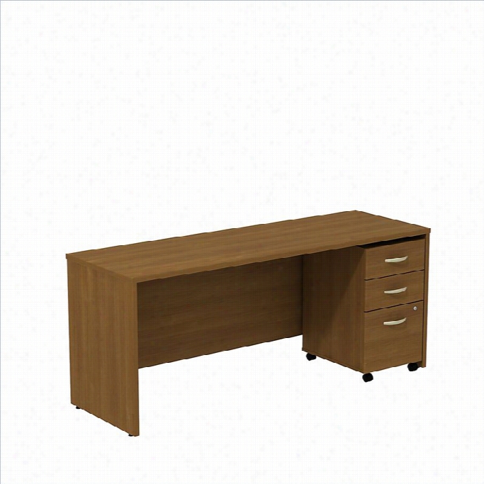 Bush Bbf Series C 72 Credennza Desk With Pedestal In Warm Oak