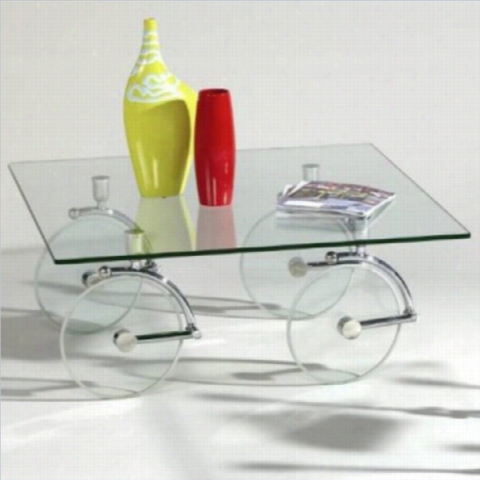 Chhintaly Glass Caster Cocktail Table In Clear An Dchrome