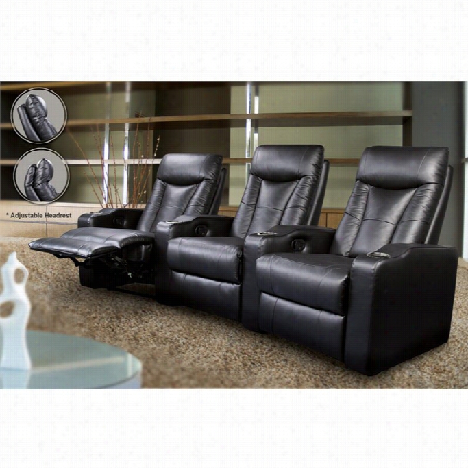 Coaster 3 Piece  Home Theatre Recliner With Cupholders In Black