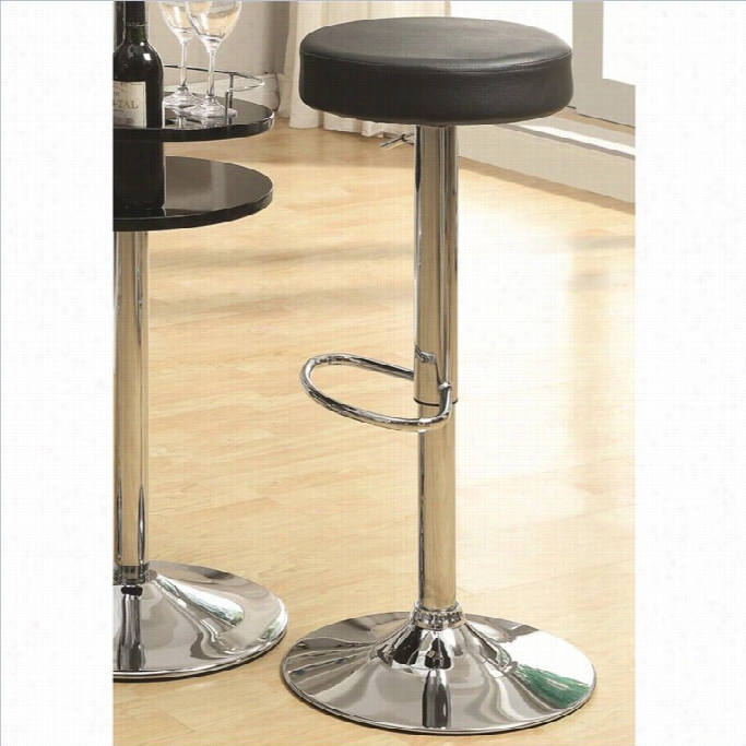 Coaster Adjustable Stool In Black Upholstery