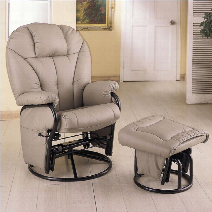 Coaster Bone Leatherette Glider With Ottoman