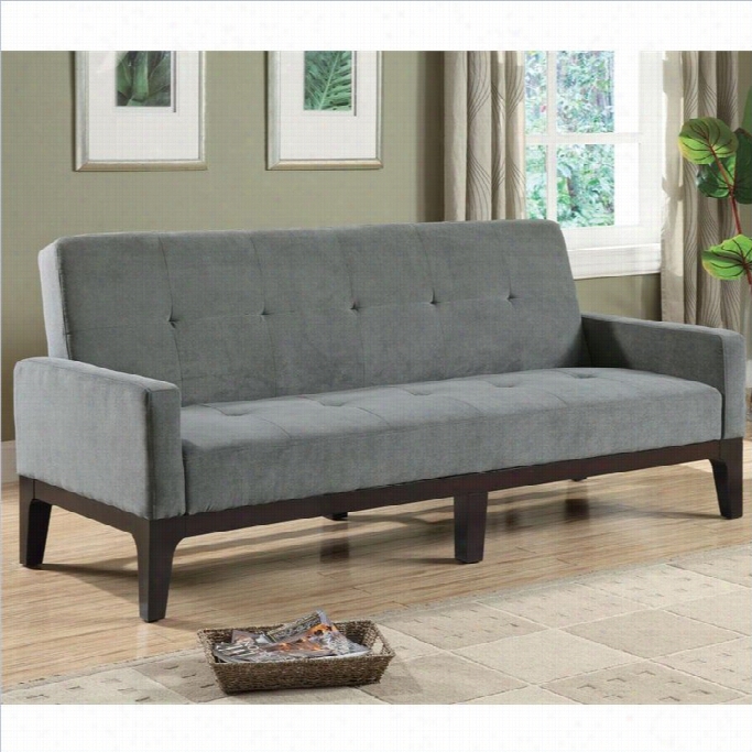 Coaster Casual Microfiber Sofa With Arms In Grey