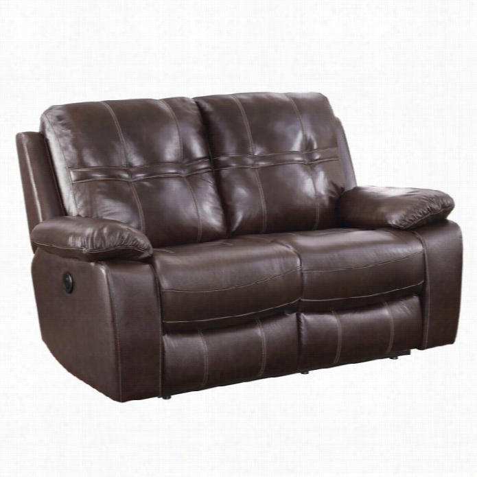 Coaster Holloway Leather Sovereign Reclining Loveseat In Dark Brown