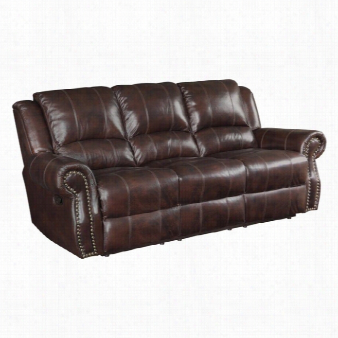 Coaster Rawlinsn Faux Leathee Motion Reclining Sofa In Otbacco