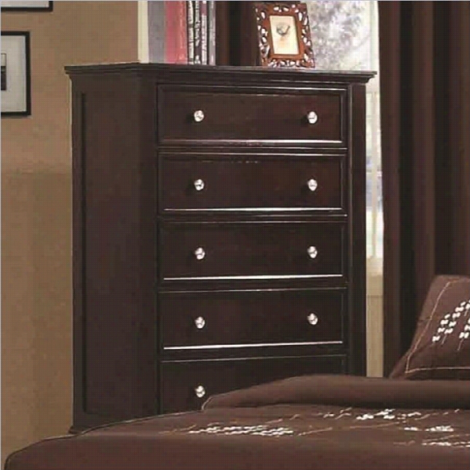 Coaster Sandy Beach 5 Drawer Chest In Cappucino Finish