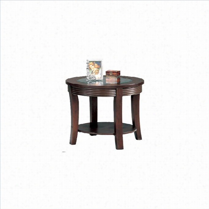 Coaster Simpson Round End Table With Glass Top