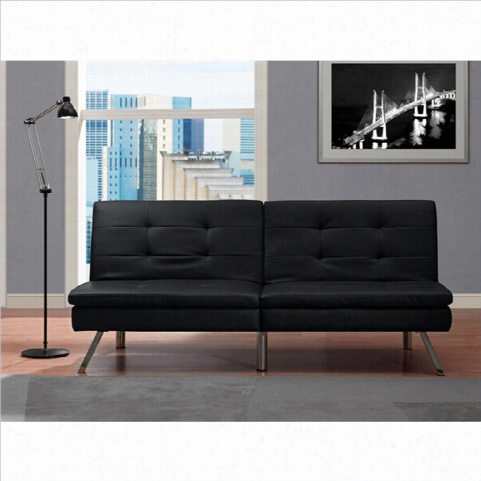 Dhp Chelse Faux Leather Convertible Sofa In Black