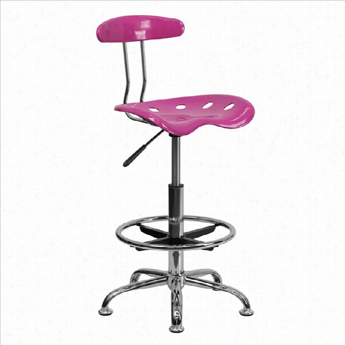 Flash Furniture 22to 31  Adjustable Chr Ome Drafting Cha Ir In Pink