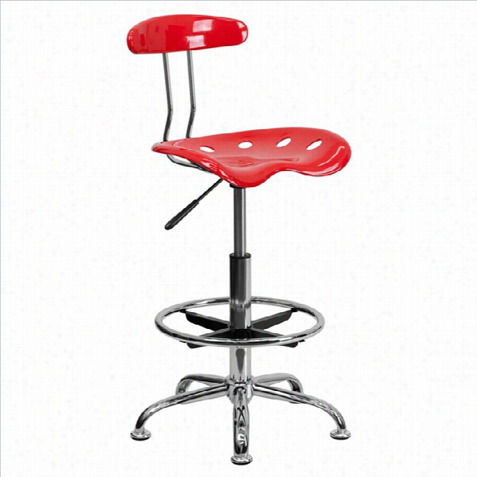 F Lash Furniture Chrome Draftin Chair N Red