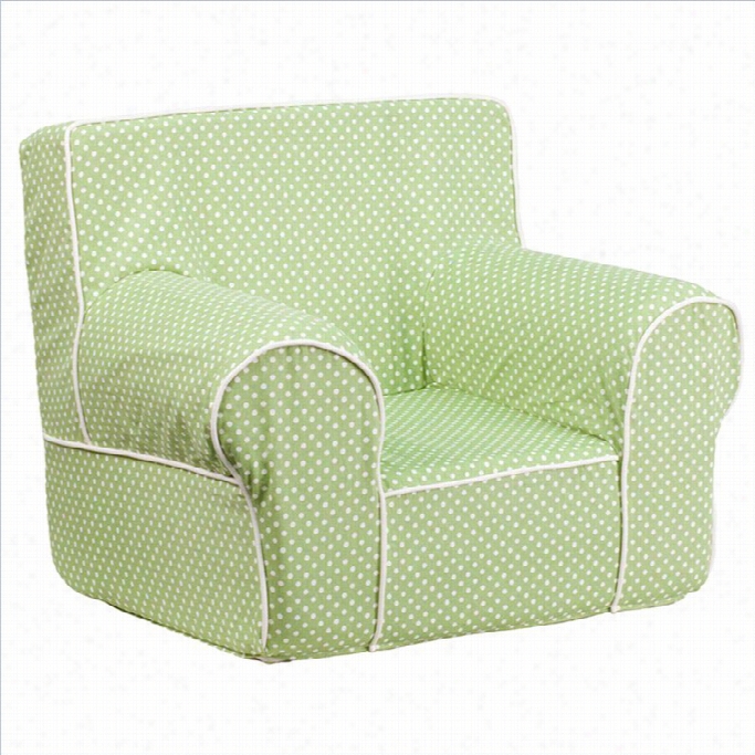 Flash Furniture Dotted Small Kids Chair In Green With Pale Piping