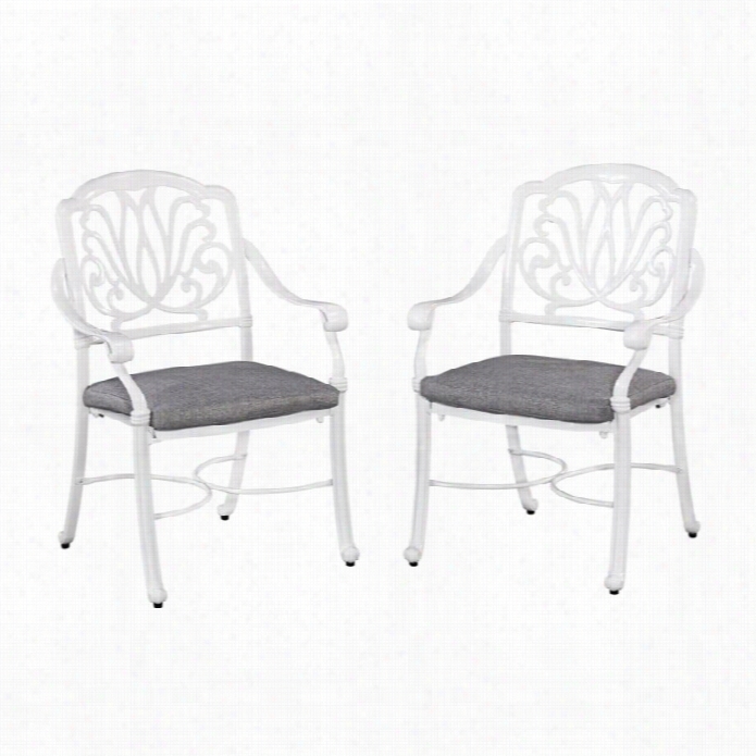 Home Styles Floral Blossom Arm Chair In White (set Of 2)