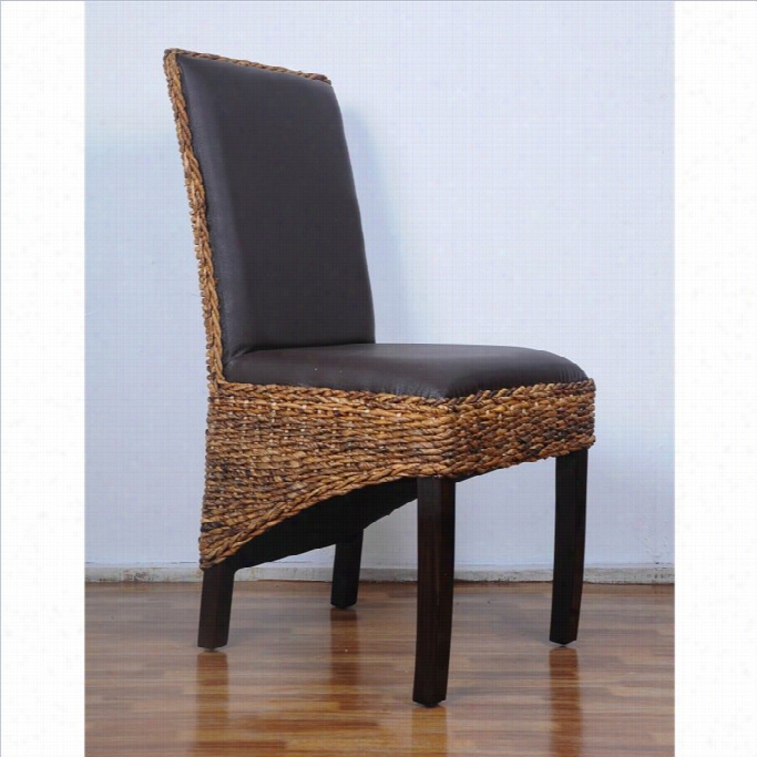 Intenational Caravan Bali Slma Woven Abaca Dining Chair In Mahogaany (set Of 2)