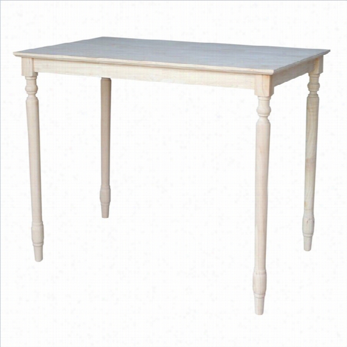 International Conceots Unfinished 42 Solid Dniing Table With Turned Legs