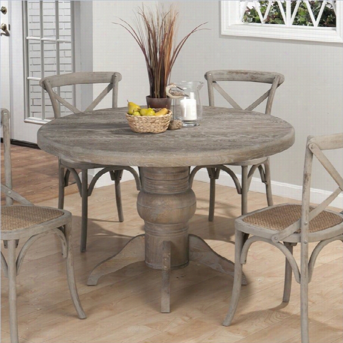 Jofran 856 Series  Round Dining Table In Burnt G Rey