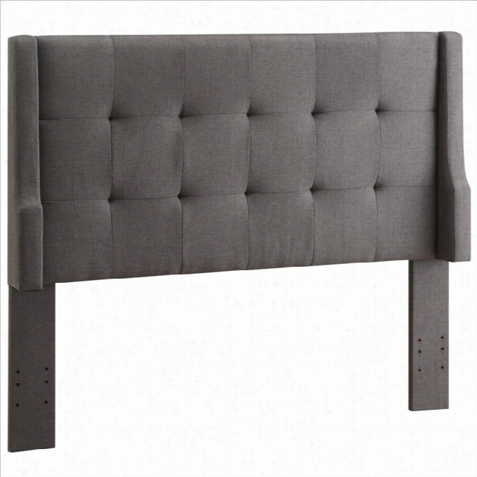 Linon Luxe  Abundant/queen Tufted Wingback Panel Headboard In Gray