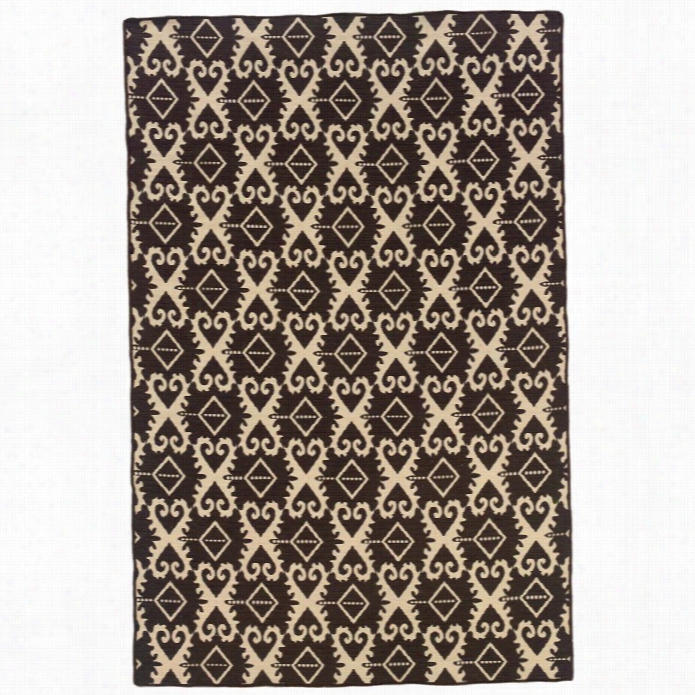 Linon Saloniki 5' X 8'  Ikat Wool Rug In Brown
