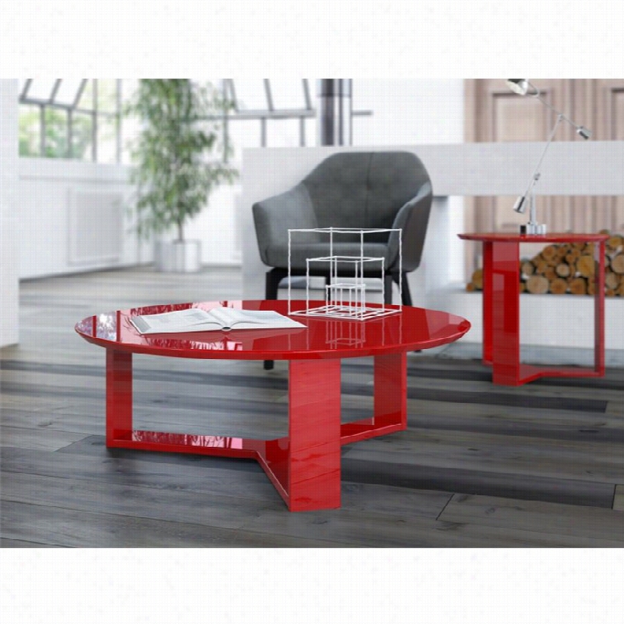 Manhattan Comfort Madison 1.0 Seri Es Round Coffee Table  In Red