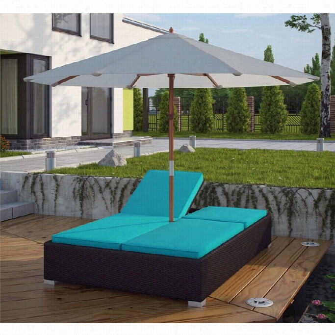 Modway Arrival Patio Chaise In Espresso And Turuqoise
