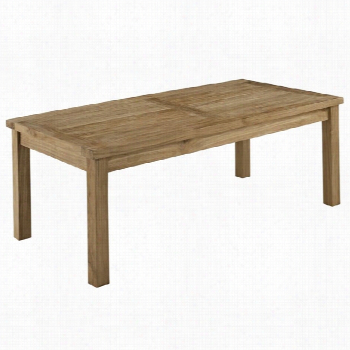 Modway Marina Outdoor Teak Rectangle Coffee Table In Natural