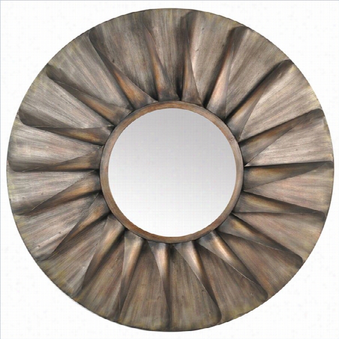 Moe's Round Iron Mirror Aantique In Brown