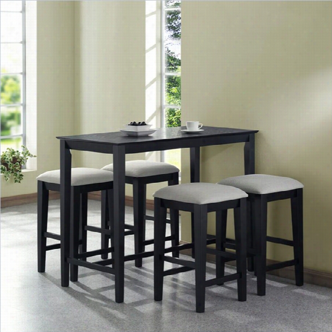 Monarch 5 Piece Gathering Height Dining Set In Black