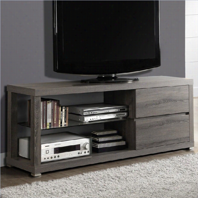 Monarch 60 Tv Console In Dark Taupe With Tempered Glass