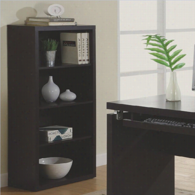 Monarch Flow Wood Bookcase In Cappuccino