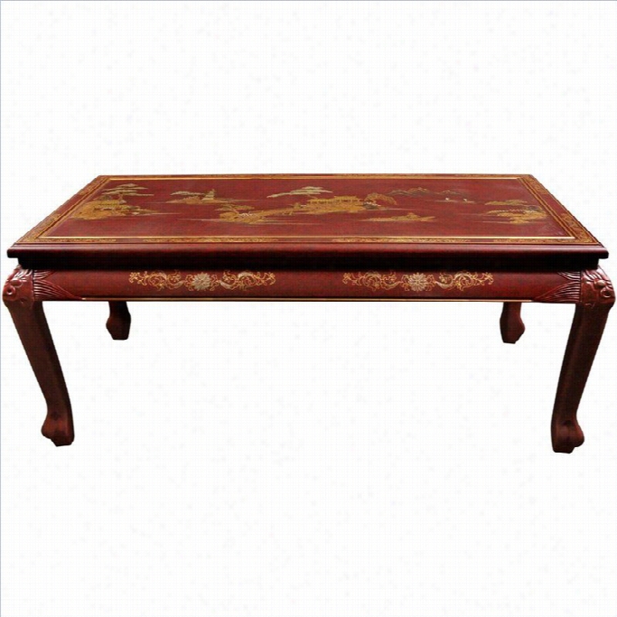 Oriental Furniture Claw Foot Coffee Table In Redd Lacque