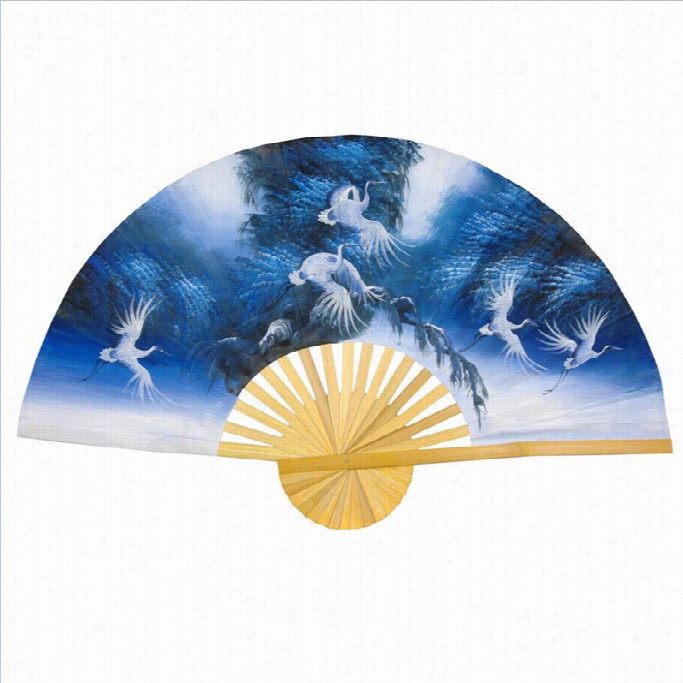 Oriental Equipage Exultatkon Wall Fan Decor In Blue-wdith 40 Imches