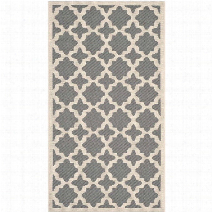 Safavieh Courtyard Polypropylene Runner Rug Cy6913-246-3 In Ant Hracite And Beige